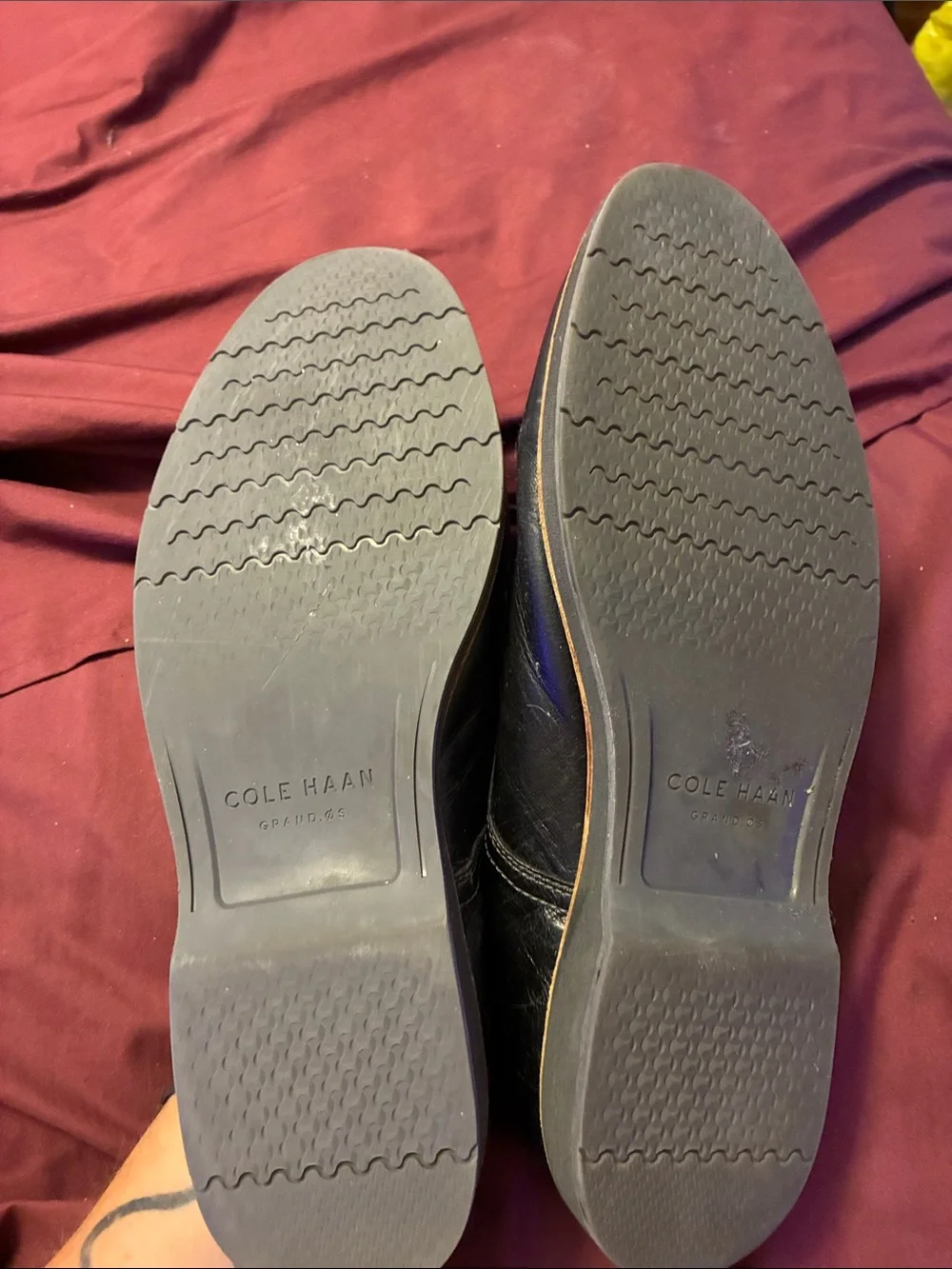 Cole Haan Black Leather Derby Shoes with Tan Welt